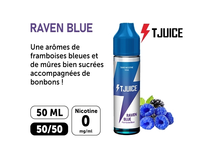 E-LIQUIDE T-JUICE 50ml  RAVEN BLUE  00 mg (10)