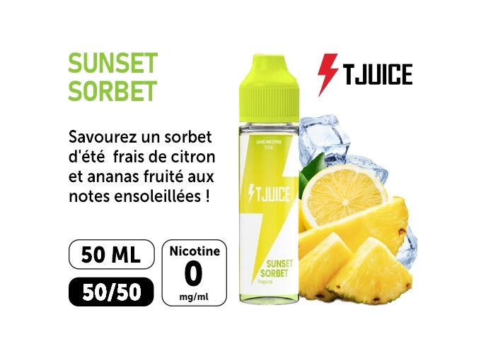 E-LIQUIDE T-JUICE 50ml  SUNSET SORBET  00 mg (10)