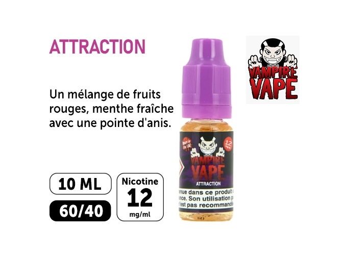E-LIQUIDE VAMPIRE VAPE 10ml ATTRACTION 12 mg