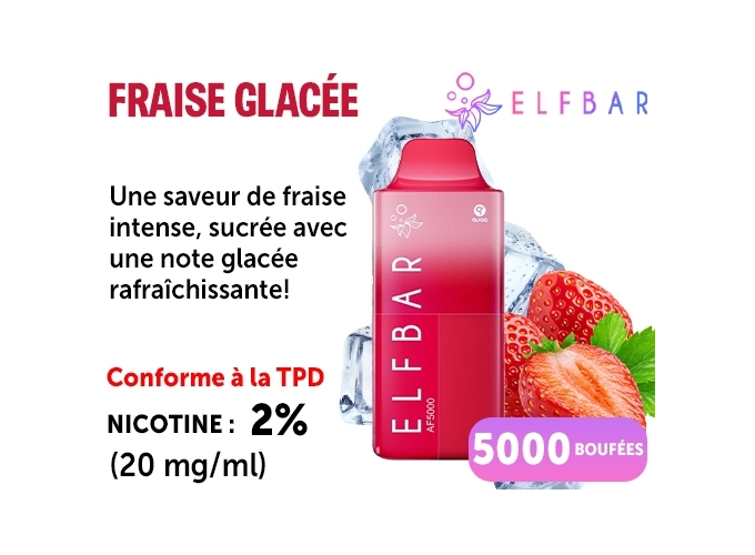ELFBAR AF 5000 FRAISE GLACEE 20 MG (5)