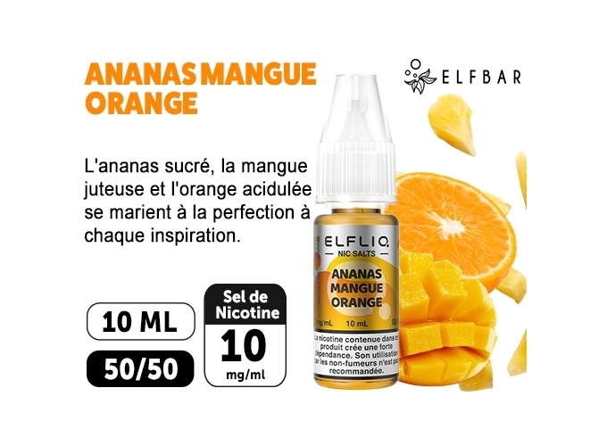 ELFLIQ  ANANAS MANGUE ORANGE   10ML 10MG