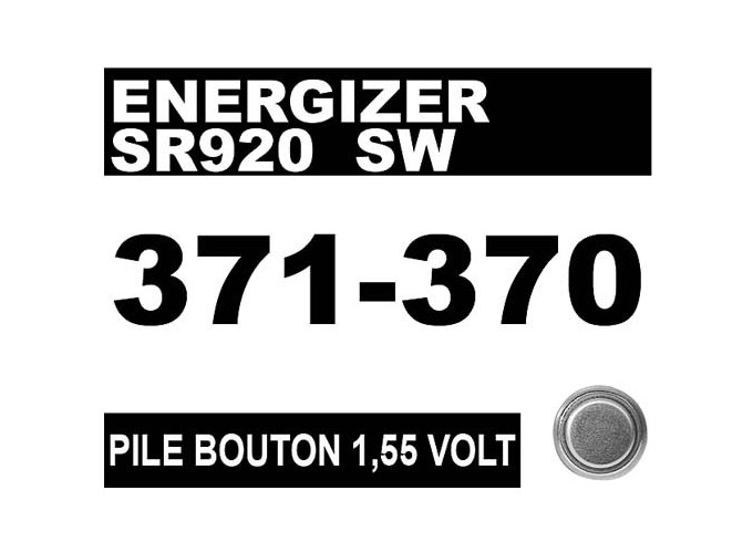 ENERGIZER PILE 371-SR920SW   370-SR920W 1,55V (10)