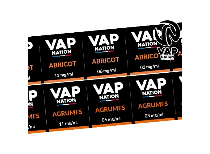 ETIQUETTES VAP NATION 10 ML 43 SAVEURS ARRIERE
