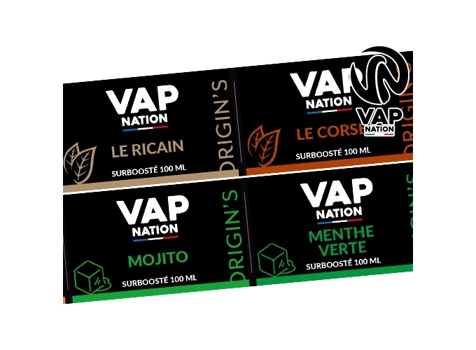 ETIQUETTES VAP NATION 100 ML 43 SAVEURS ARRIERE