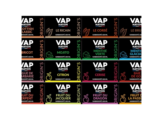 ETIQUETTES VAP NATION 100 ML 43 SAVEURS ARRIERE