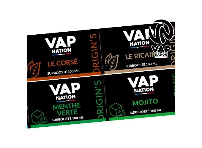 ETIQUETTES VAP NATION 100 ML 43 SAVEURS AVANT