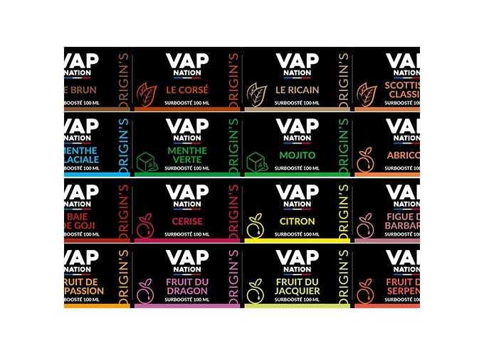 ETIQUETTES VAP NATION 100 ML 43 SAVEURS AVANT