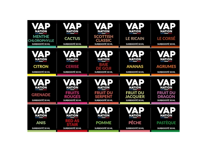 ETIQUETTES VAP NATION 50 ML 43 SAVEURS ARRIERE