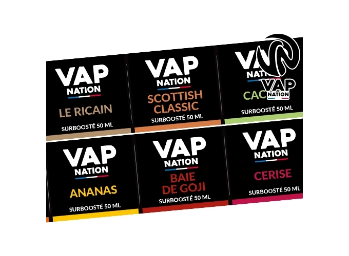 ETIQUETTES VAP NATION 50 ML 43 SAVEURS AVANT