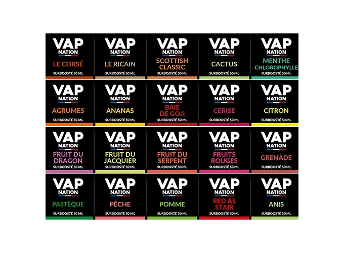 ETIQUETTES VAP NATION 50 ML 43 SAVEURS AVANT