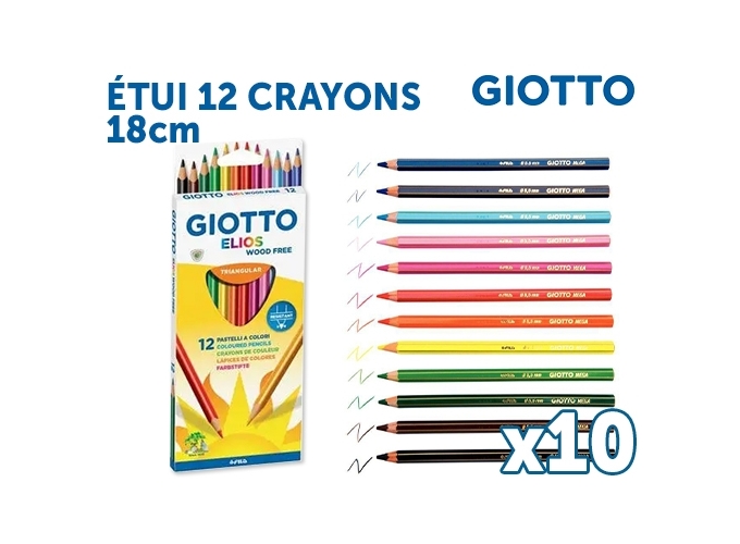 ETUI 12 CRAYONS COULEUR 18CM GIOTTO (10)