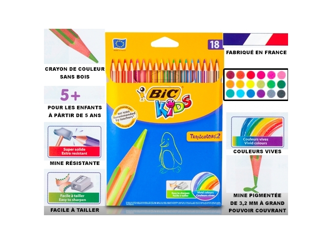 ETUI 18 CRAYONS COULEUR 18CM  BIC KIDS (24)