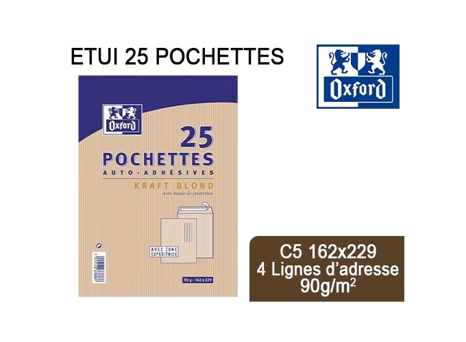 ETUI 25 POCH. KRAFT 90G AC. PROT. 162X229-A5 (20).