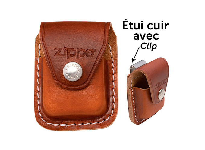 ETUI CUIR ZIPPO MARRON AVEC CLIP ARRIERE (1)