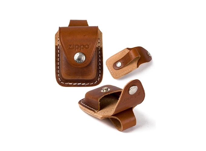 ETUI CUIR ZIPPO MARRON AVEC PASSANT ARRIERE (1)