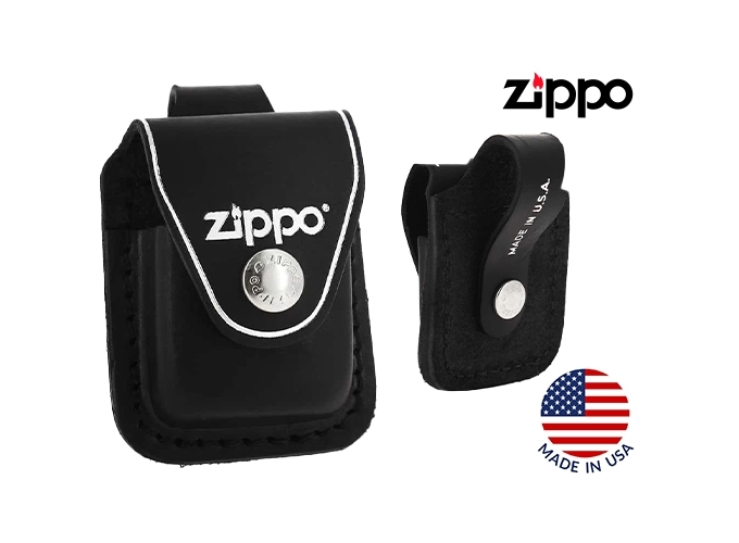 ETUI CUIR ZIPPO NOIR AVEC PASSANT ARRIERE (1)