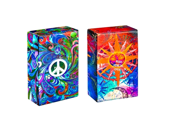ETUI PLAST. PAQUET 20 CIGAR. DECOR PEACE  (PR.12)