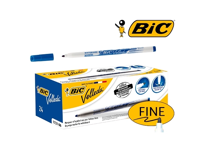 FEUTRE EFFAC. BIC VELLEDA 1721 PTE FINE BLEU (24)