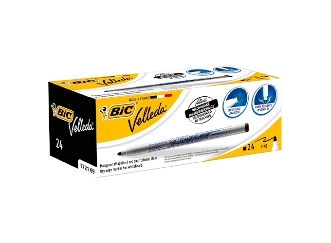 FEUTRE EFFAC. BIC VELLEDA 1721 PTE FINE NOIR (24)