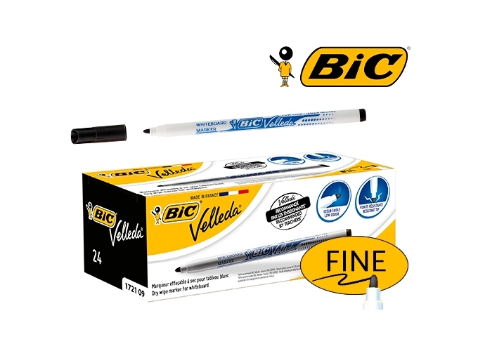 FEUTRE EFFAC. BIC VELLEDA 1721 PTE FINE NOIR (24)