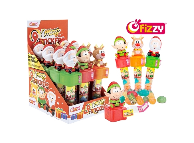 FIZZY XMAS STICKERS (DISPLAY. 12)