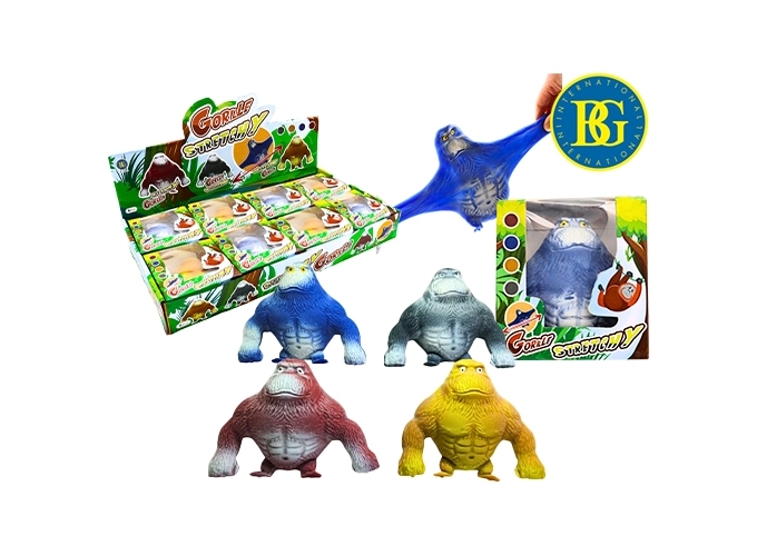 GORILLE ANTISTRESS STRECHY 13CM 4 COULEURS ASS.(8)