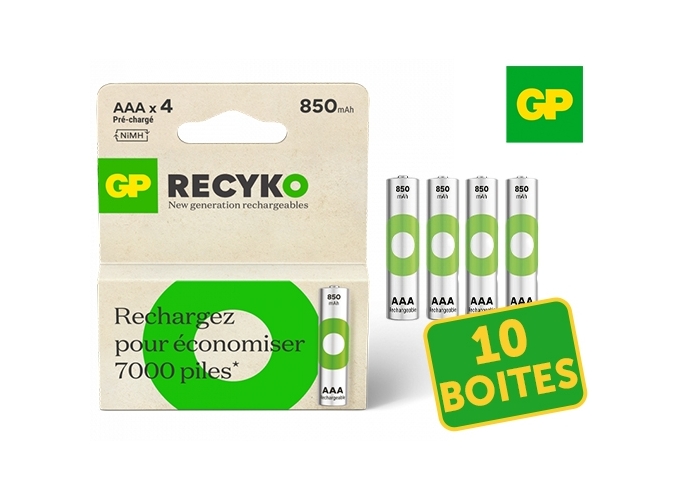 GP BLISTER 4 PILES AAA RECHARGEABLE 850 mAh (10)