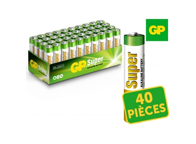 GP PACK 40 PILES ALCALINES SUPER LR03   AAA (1)