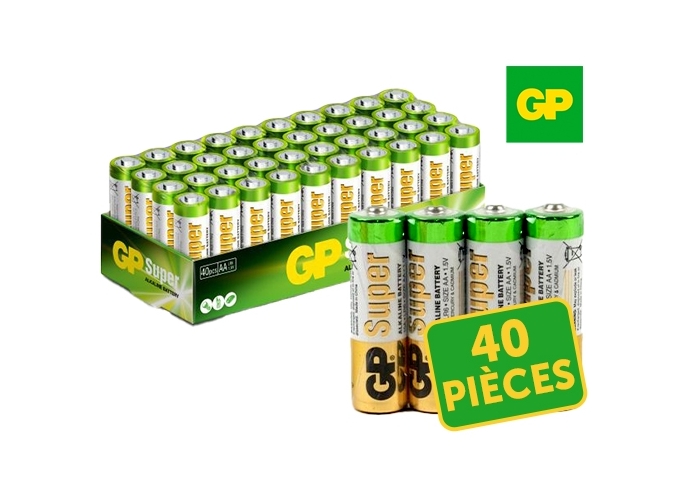 GP PACK 40 PILES ALCALINES SUPER LR6   AA (1)