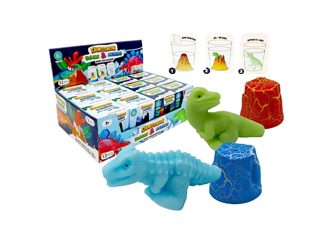 GROSSISANT DINO VOLCAN 7cm 2 COUL. ASS. (BTE.12)