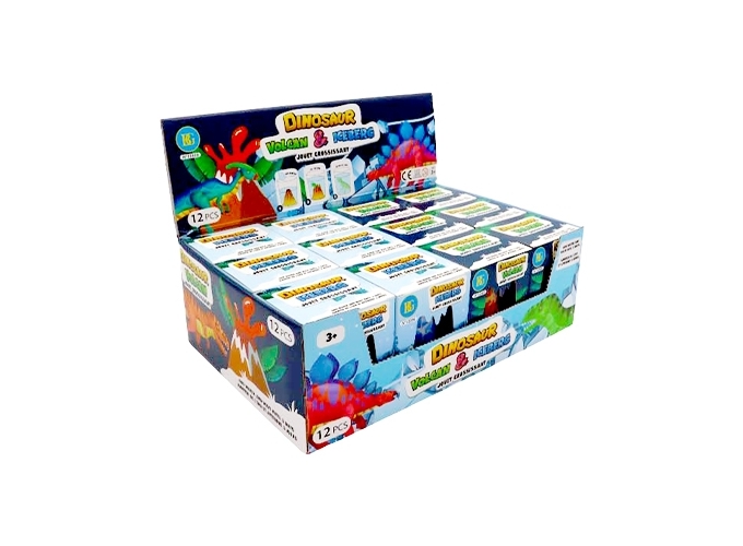 GROSSISANT DINO VOLCAN 7cm 2 COUL. ASS. (BTE.12)