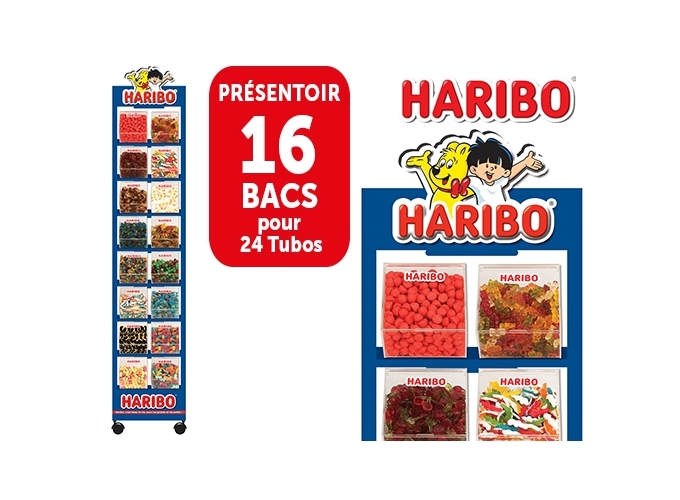 HARIBO PRES. 16 BACS POUR 24 TUBOS