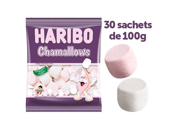HARIBO SACH.100g CHAMALLOWS MARSHMALLOW (BTE.30)