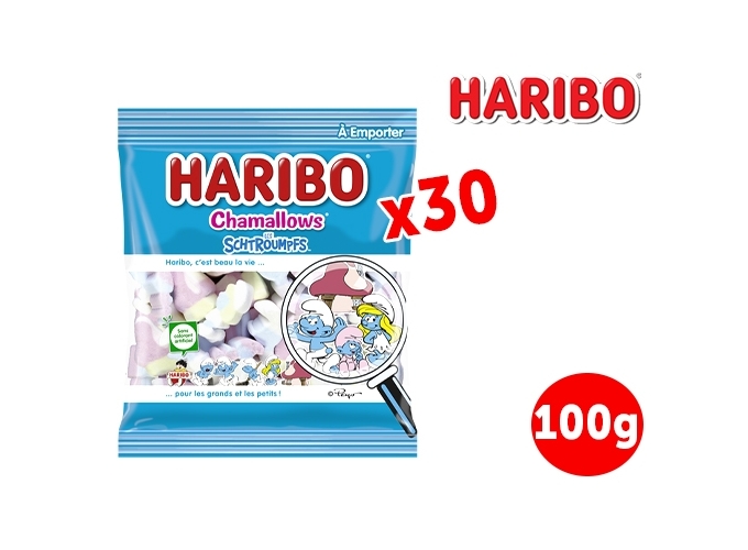 HARIBO SACHETS 100g CHAMALLOWS SCHTROUMPF (BTE.30)