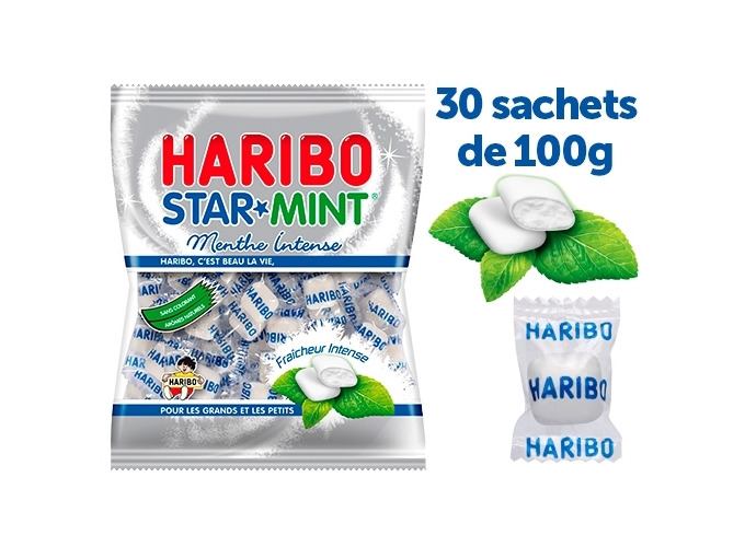 HARIBO SACHETS 100g STARMINT (BTE.30)