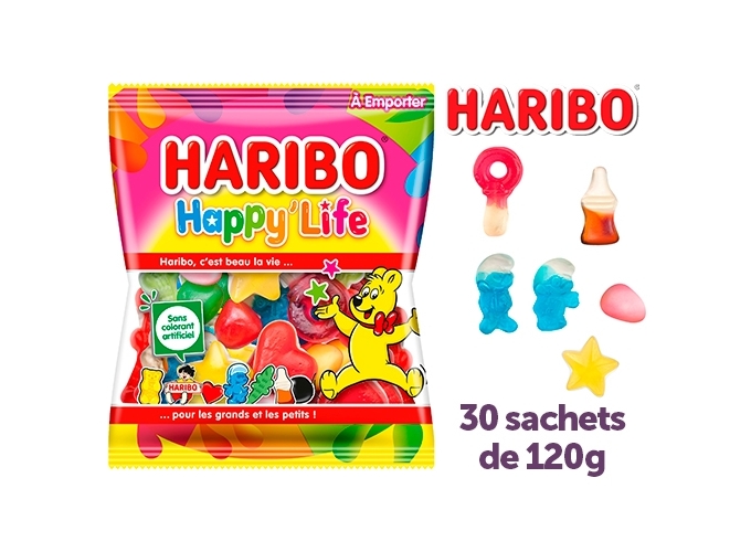 HARIBO SACHETS 120g HAPPY LIFE (BTE.30)