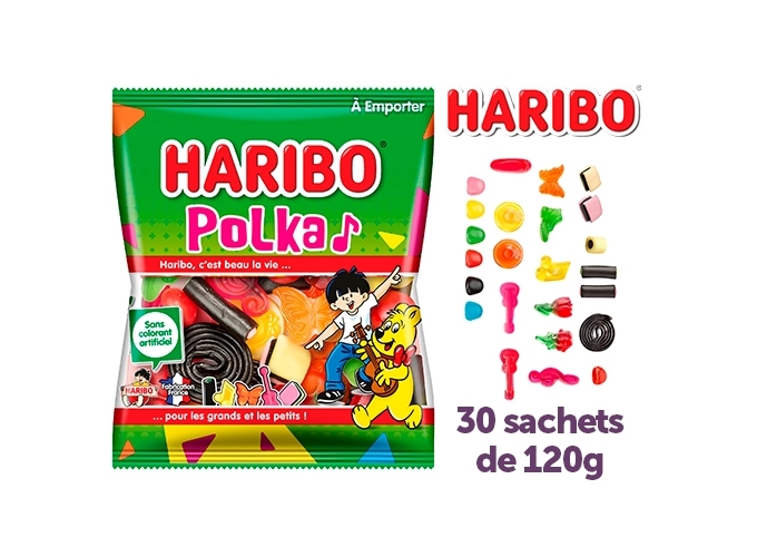 HARIBO SACHETS 120g POLKA (BTE.30)