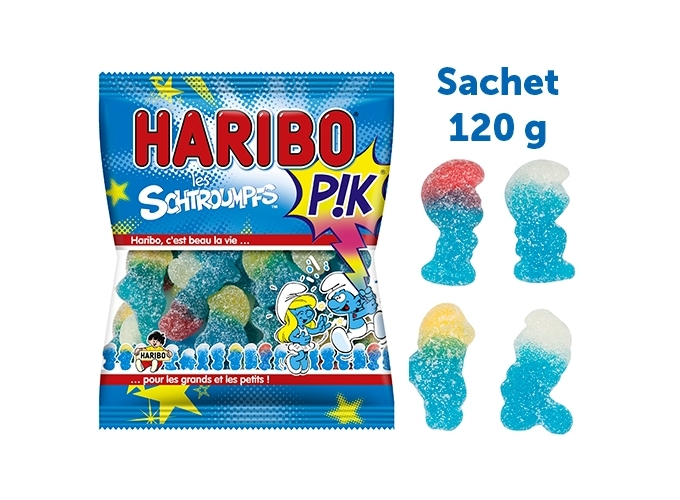 HARIBO SACHETS 120g SCHTROUMPFS PIK  (BTE.30)