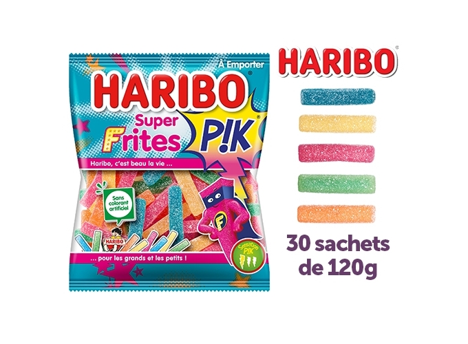 HARIBO SACHETS 120g SUPER FRITES PIK (BTE.30)