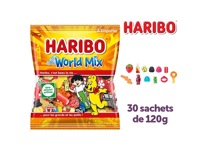 HARIBO SACHETS 120g WORLD MIX (BTE.30)