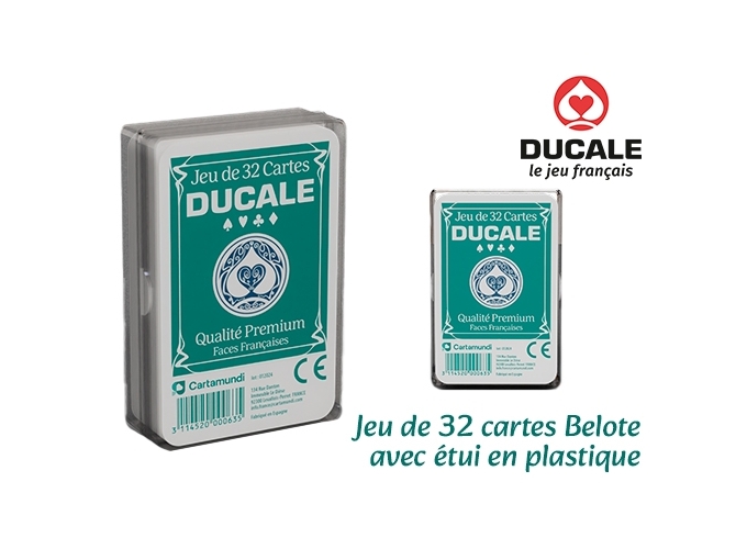 JEU 32 CARTES DUCALE BELOTE ETUI PLASTIQUE (12)