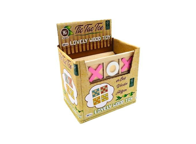 JEU BOIS TIC TAC TOE 14X14CM 3 MOD. ASS. (BTE. 24)