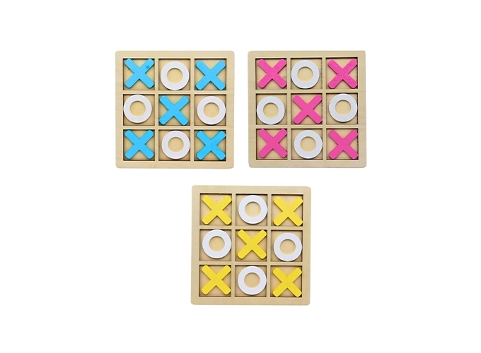JEU BOIS TIC TAC TOE 14X14CM 3 MOD. ASS. (BTE. 24)