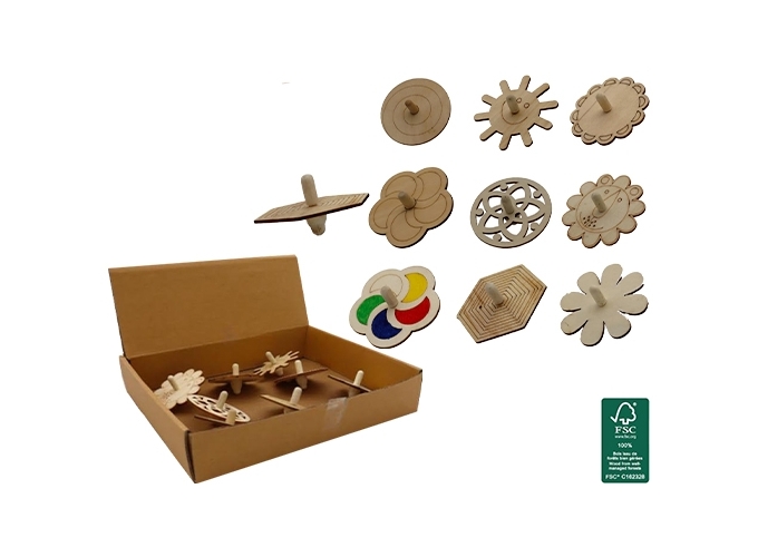 JEU BOIS TOUPIE A COLORIER 7CM 8A (BTE. 24)