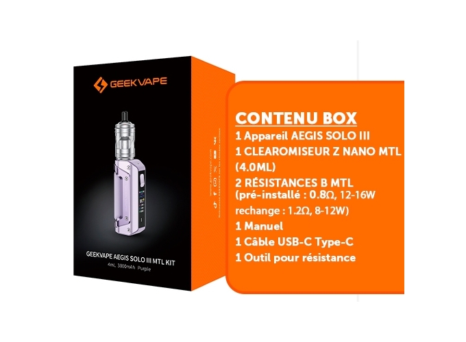 KIT AEGIS SOLO 3 MTL GEEKVAP VIOLET