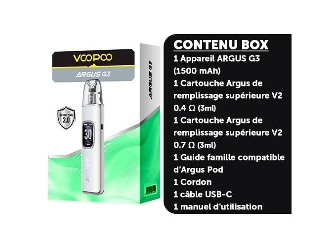 KIT ARGUS G3 1500 mha VOOPOO   PEARL WHITE