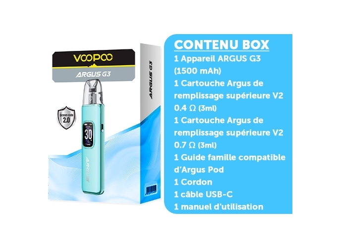 KIT ARGUS G3 1500 mha VOOPOO   SNOW BLUE