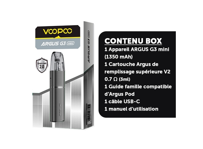 KIT ARGUS G3 MINI 1350 mha VOOPOO   BLACK