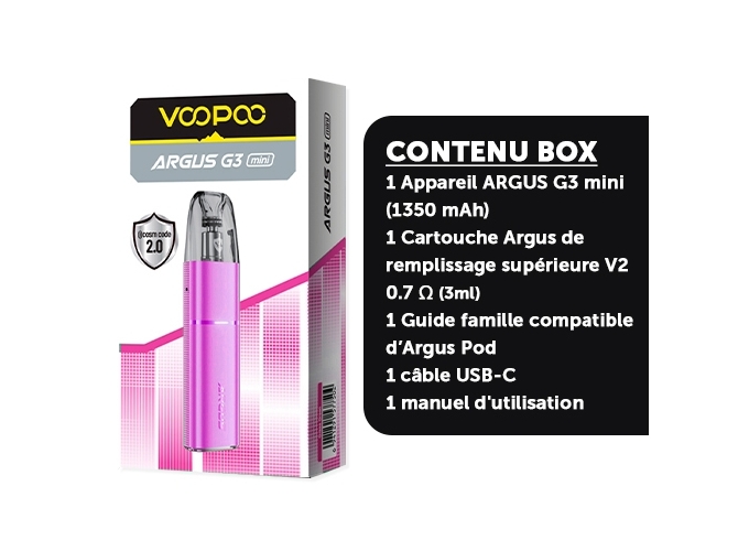 KIT ARGUS G3 MINI 1350 mha VOOPOO   HOT PINK