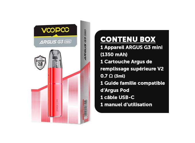 KIT ARGUS G3 MINI 1350 mha VOOPOO   SCARLET